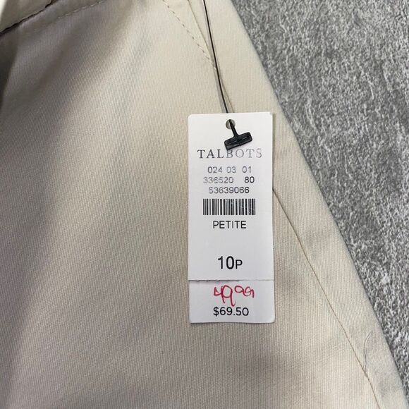 Talbots SZ 10P  Perfect Crop Tan/Beige 3 Button Detail, Stretch, Summer Vacation - Picture 6 of 7